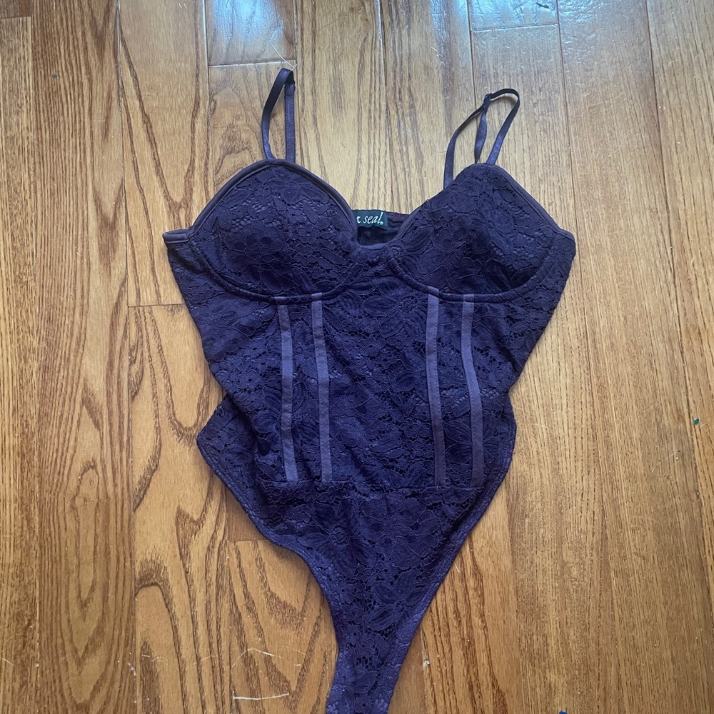 Wet Seal Purple Lace Bra with Structured Bustier Design